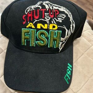 Shut Up and Fish Black Cap NWT